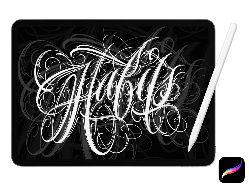 Procreate Lettering made easy logo / tattoo stamp brus